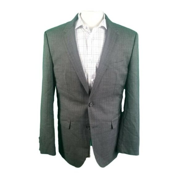 Hugo Boss 42L Gray Stripe Wool 2 Button 2 Vent James3/Sharp5 Made In Turkey - Picture 1 of 7